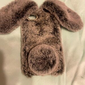 Faux Fur Bunny Ear iPhone 7 Plus Case - grey